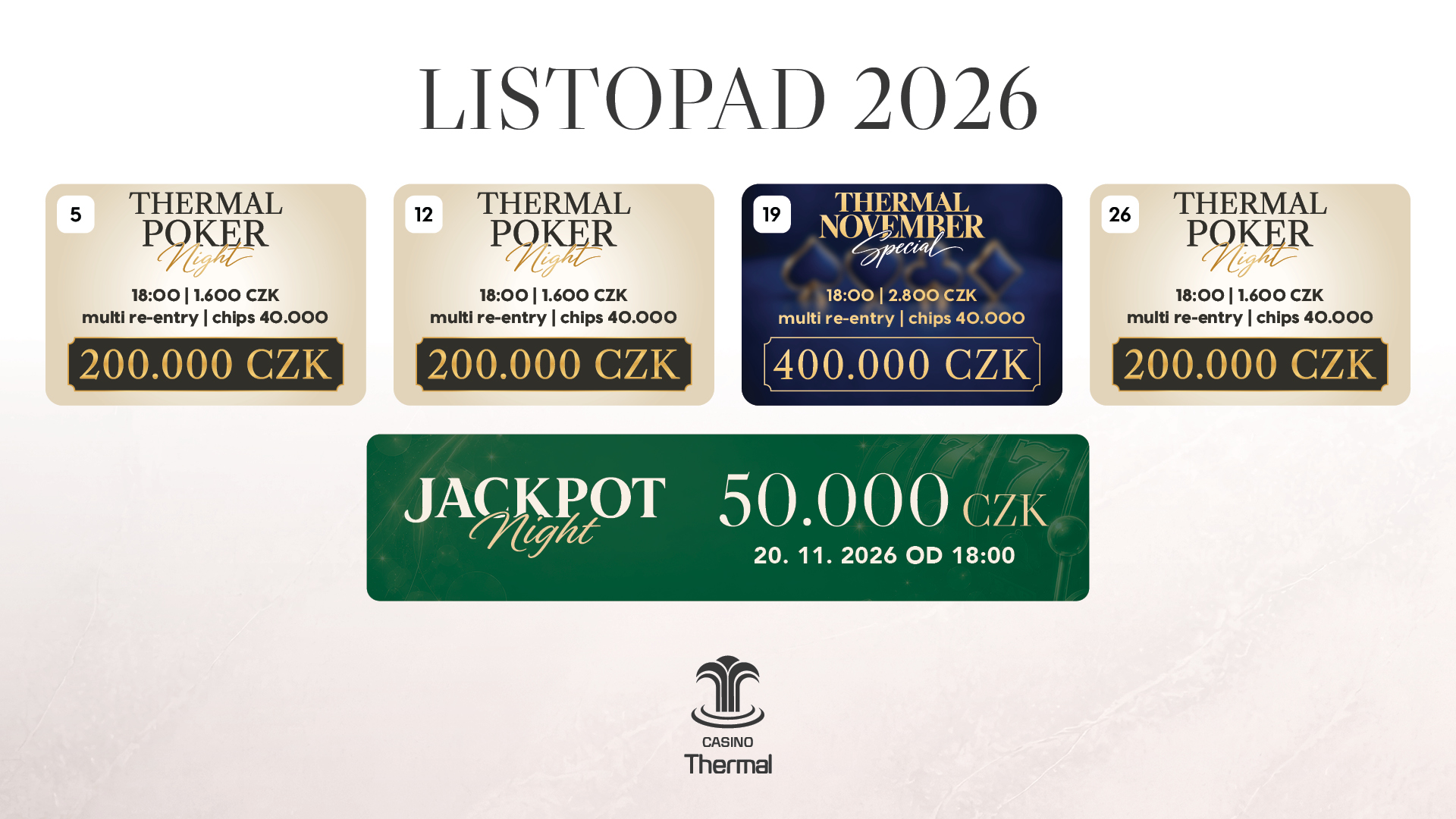Poker v listopadu 2026 v Casinu Thermal